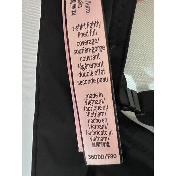 Victoria's Secret bra size 36DDD black T-shirt lightly line full cvge underwire - Picture 5 of 6